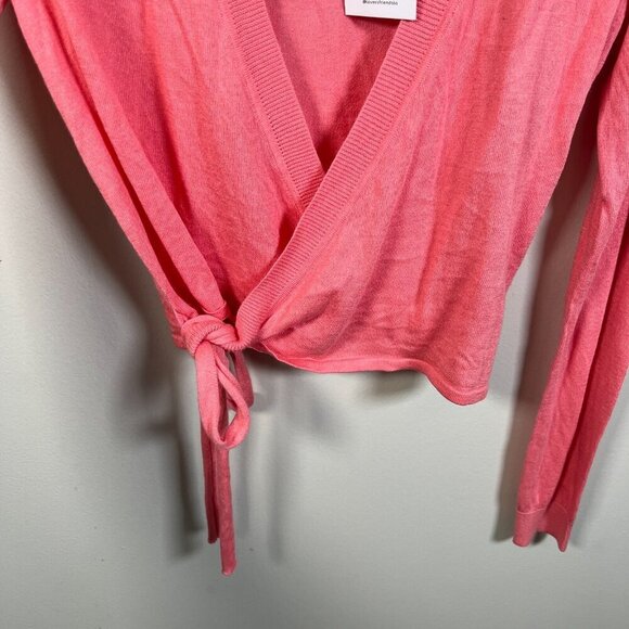 Lovers + Friends Wrap It Sweater Size Rose Small Pink Balletcore Feminine Crop - Picture 8 of 12